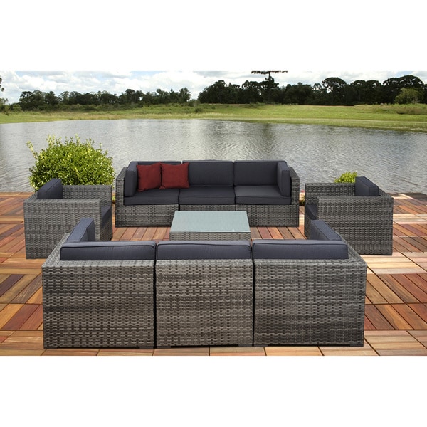 Atlantic Messina Grey/Off-White 9-piece Wicker Set
