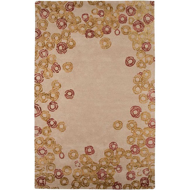 Hand tufted Ivory/ Purple Wool Blend Rug (8 X 11)