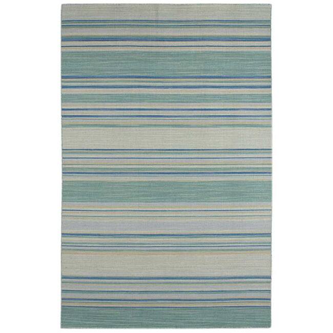 Shop Flat Weave Blue/ Green Wool Rug (2'6 x 8') Free Shipping Today