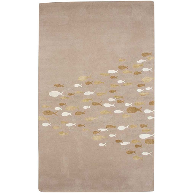 Hand tufted Sand/ White Wool Blend Rug (36 X 56)