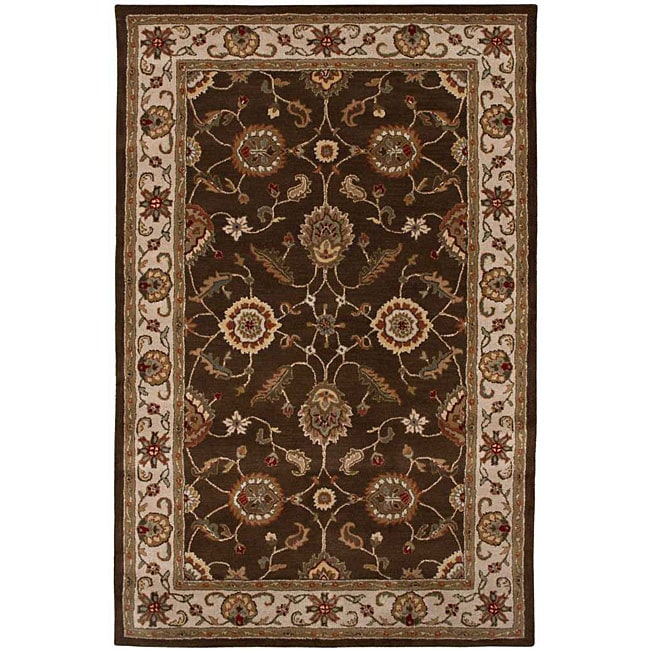 Hand tufted Brown/ Red Wool Rug (26 X 10)