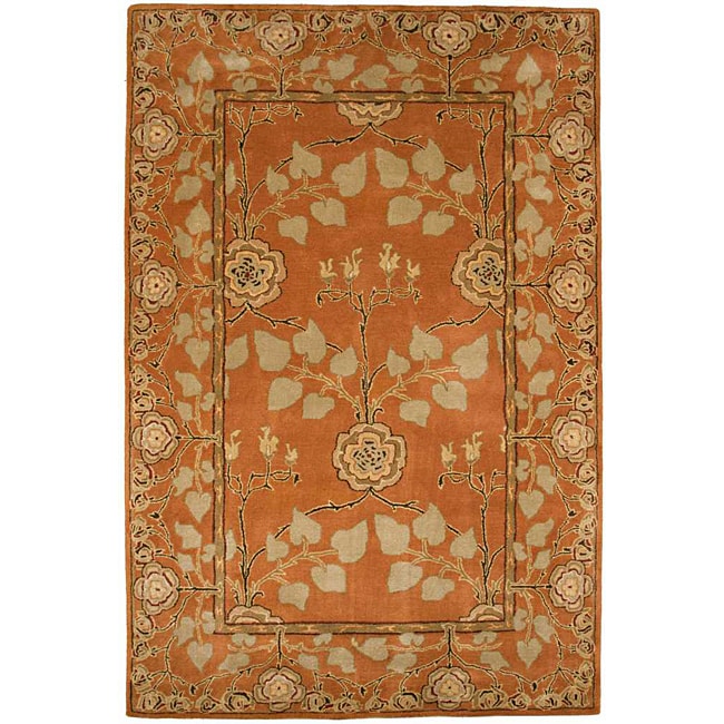 Hand Tufted Orange Wool Rug (26 X 8)