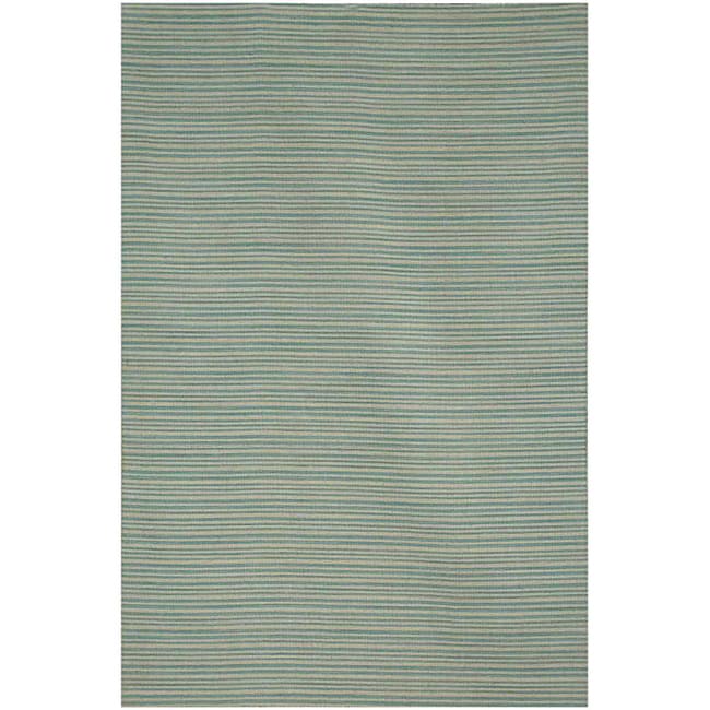 Blue Flat Weave 100 Percent Wool Rug (2 6 X 8)