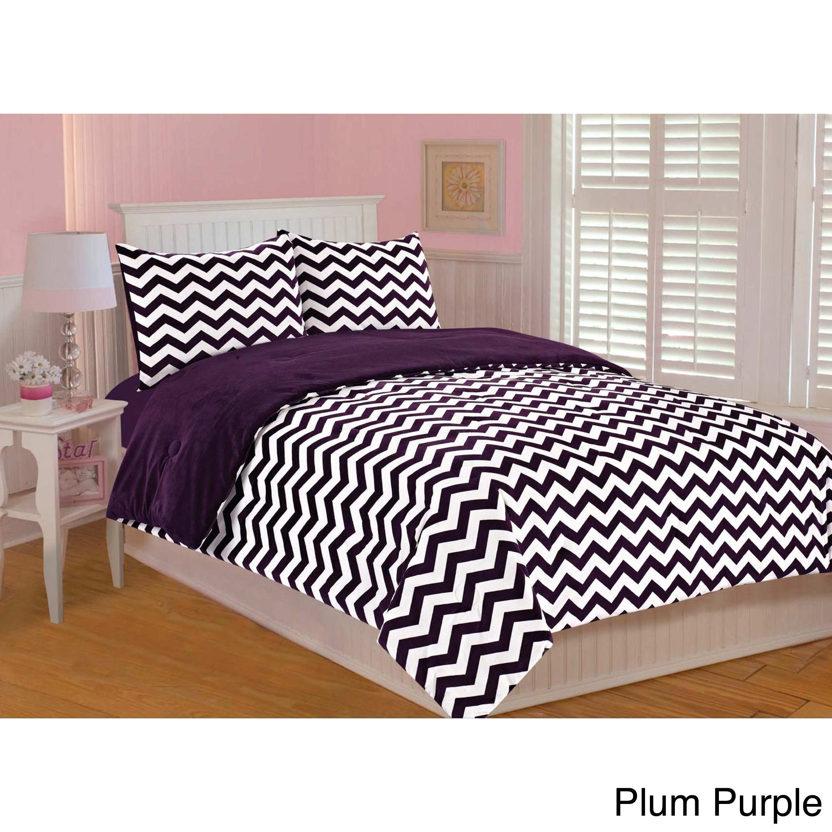 Chevron Microplush 3 piece Comforter Set