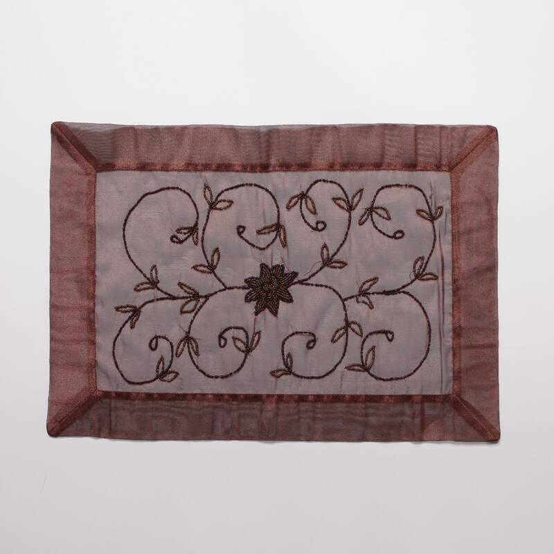 Handmade Beaded Table Linens - placemat - 14 x 20 - Set of 4 - Copper
