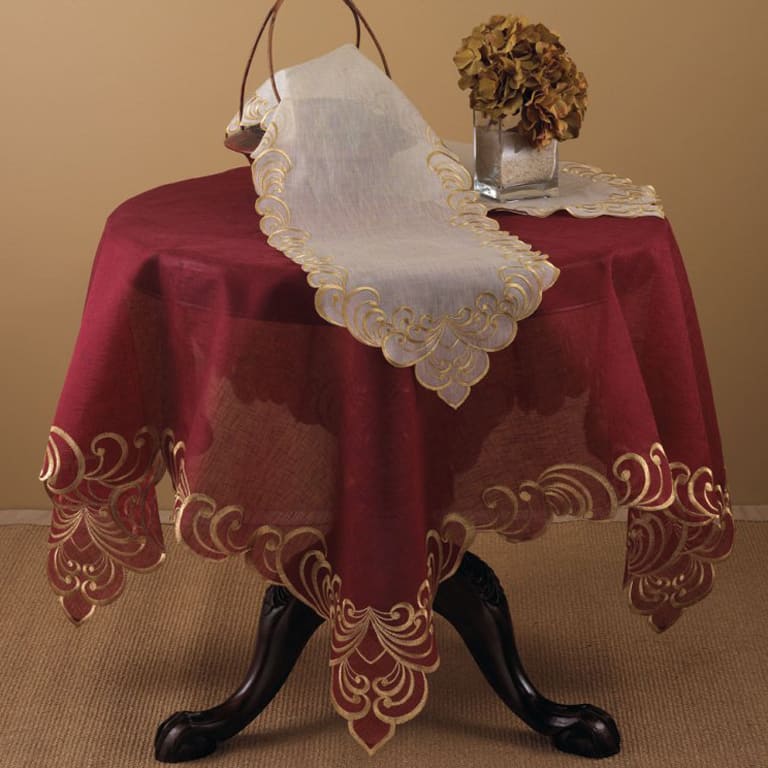 Table Linens with Gold-embroidered Borders