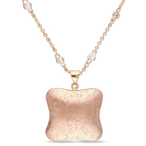 Miadora 18k Gold Plated Rosetone Cubic Zirconia Necklace (16in)
