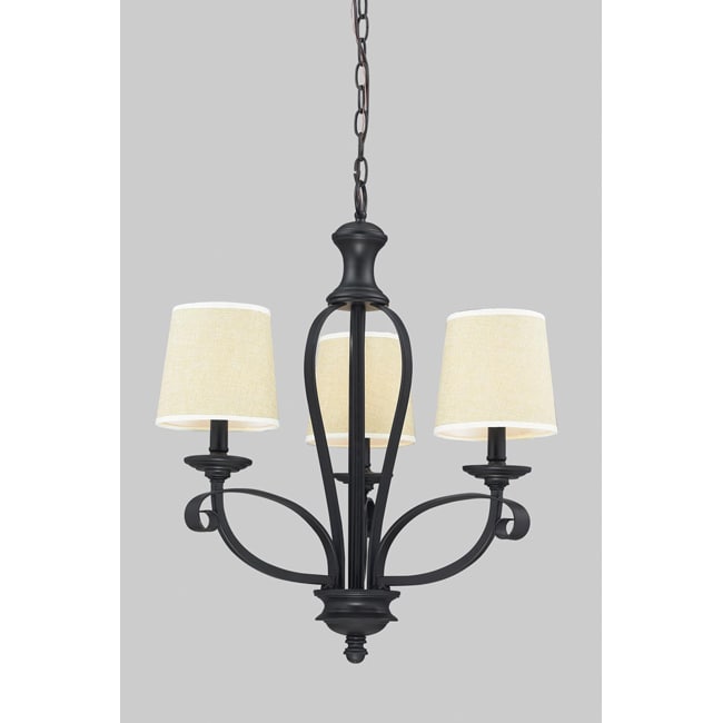 Charleston Three light Matte black Pendant Fixture