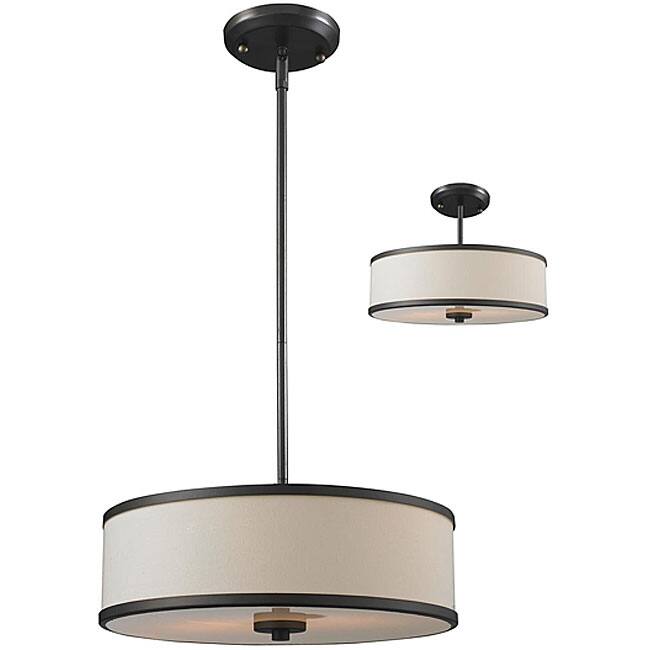 Cameo Bronze/ Creme 3-Light Pendant Fixture