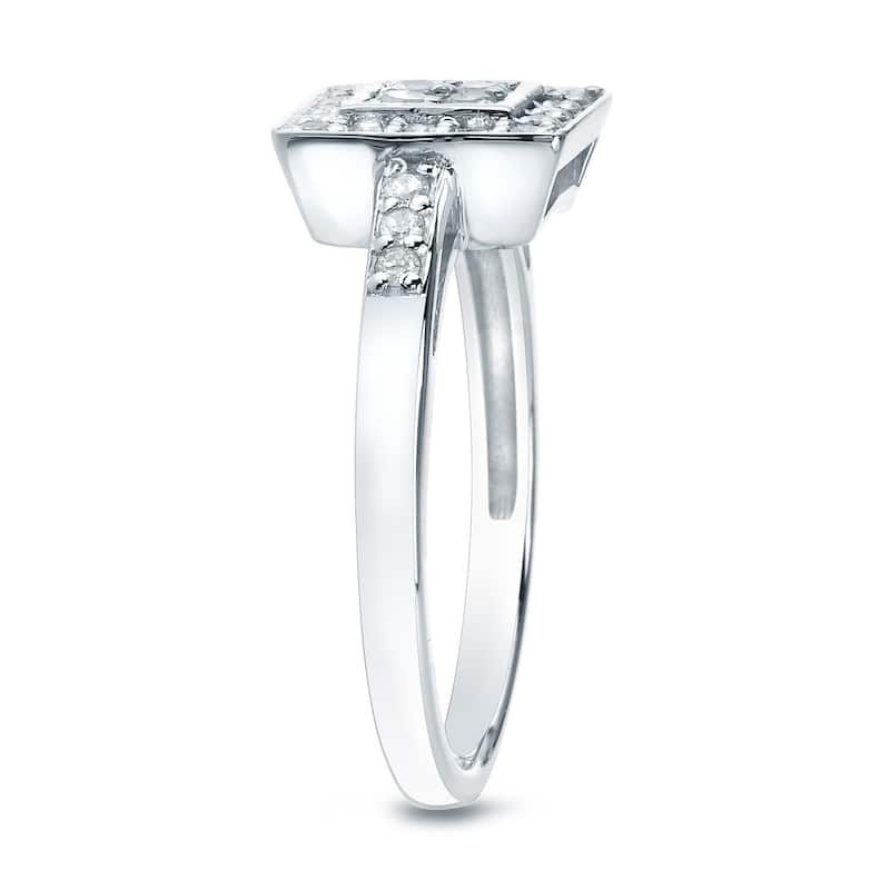 Square Shaped 1/3ct TDW Round Diamond Halo Engagement Ring in 10k Gold by Auriya (K-L, I2-I3)