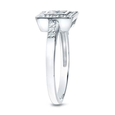 Square Shaped 1/3ct TDW Round Diamond Halo Engagement Ring in 10k Gold by Auriya (K-L, I2-I3)