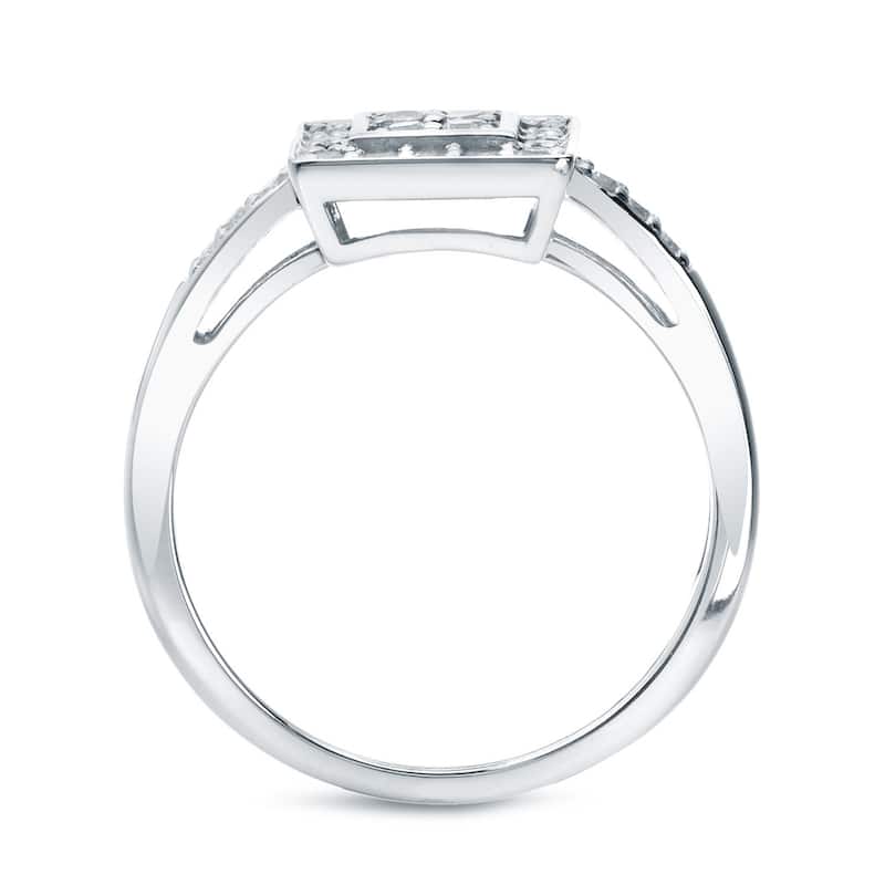 Square Shaped 1/3ct TDW Round Diamond Halo Engagement Ring in 10k Gold by Auriya (K-L, I2-I3)