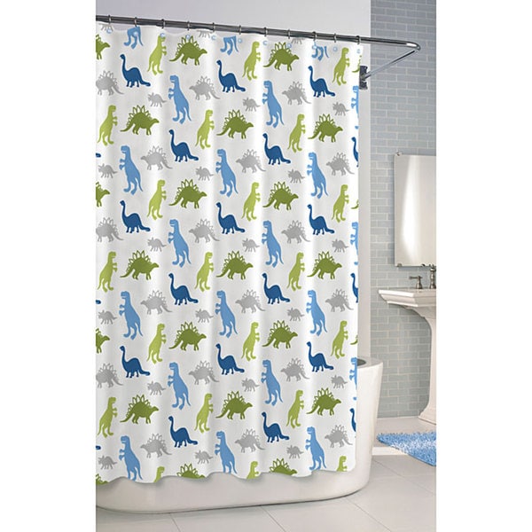 Dinosaur Printed Cotton Shower Curtain - Overstock - 6783490