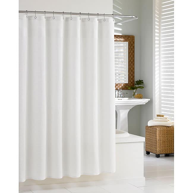 Kassatex Hotel Waffle White Shower Curtain
