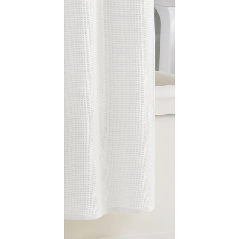 Kassatex Hotel Waffle White Shower Curtain