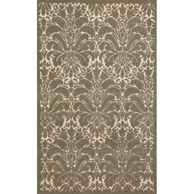 Handmade Fleur De Lys Silver Wool Rug (23 X 8)