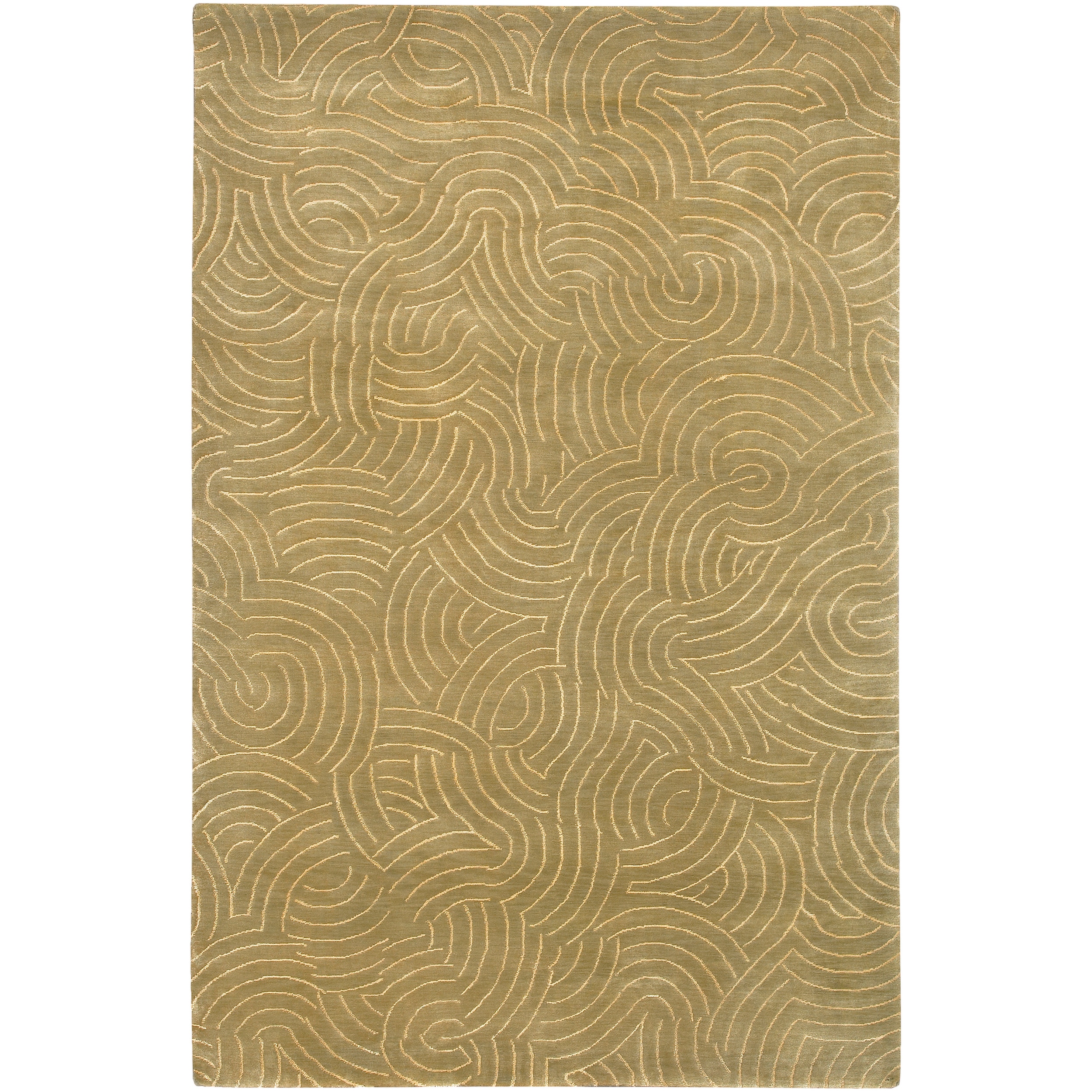 Julie Cohn Contemporary Hand knotted Vilas Beige Abstract design Wool Rug (5 X 8)