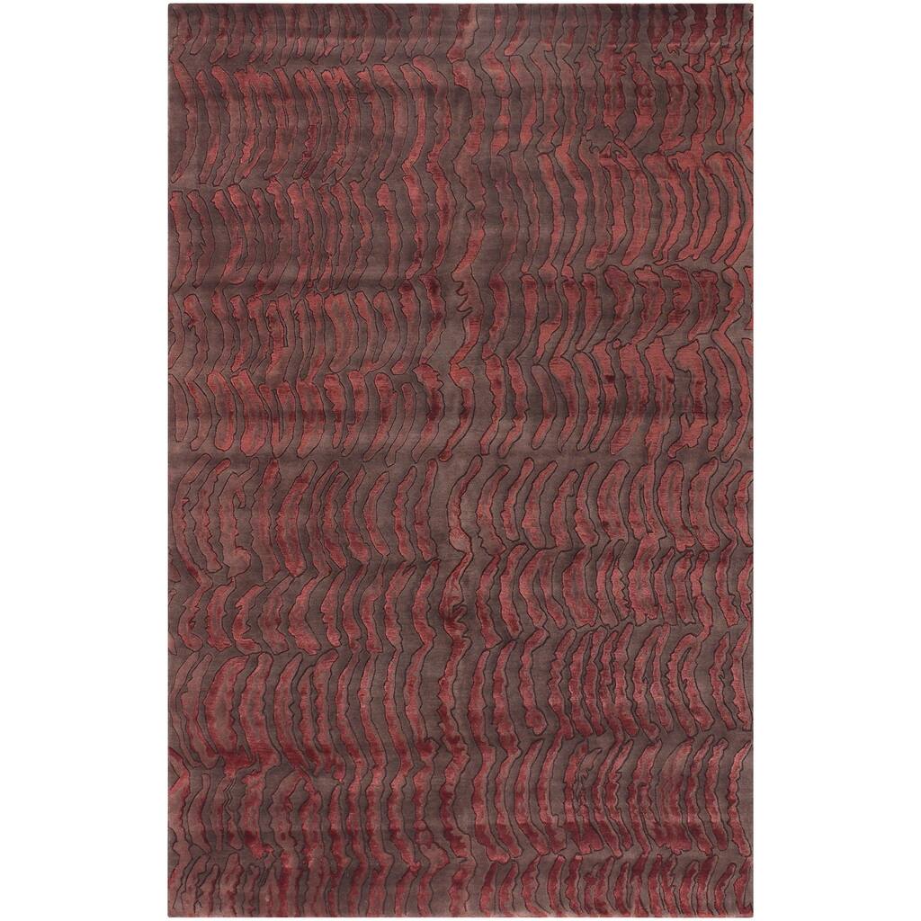 Hand-knotted Vilas Red Abstract Design Wool Area Rug - 9' x 13'/Surplus