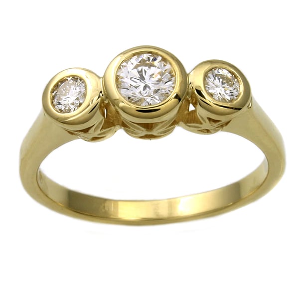 Beverly Hills Charm 14k Yellow Gold 1/2ct TDW Diamond Bezel Ring