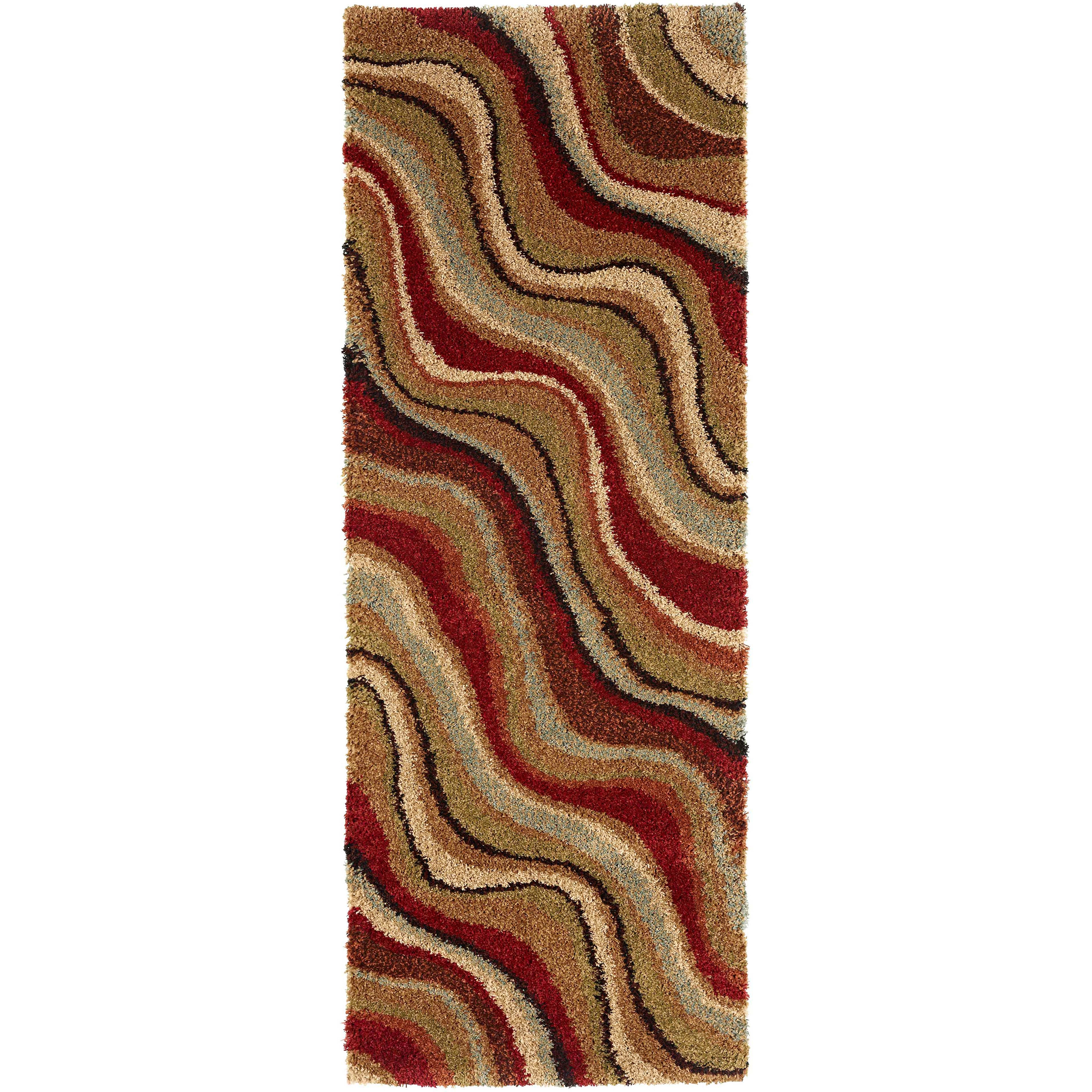 Fabulous Multicolored Shag Runner Rug (27 X 73)