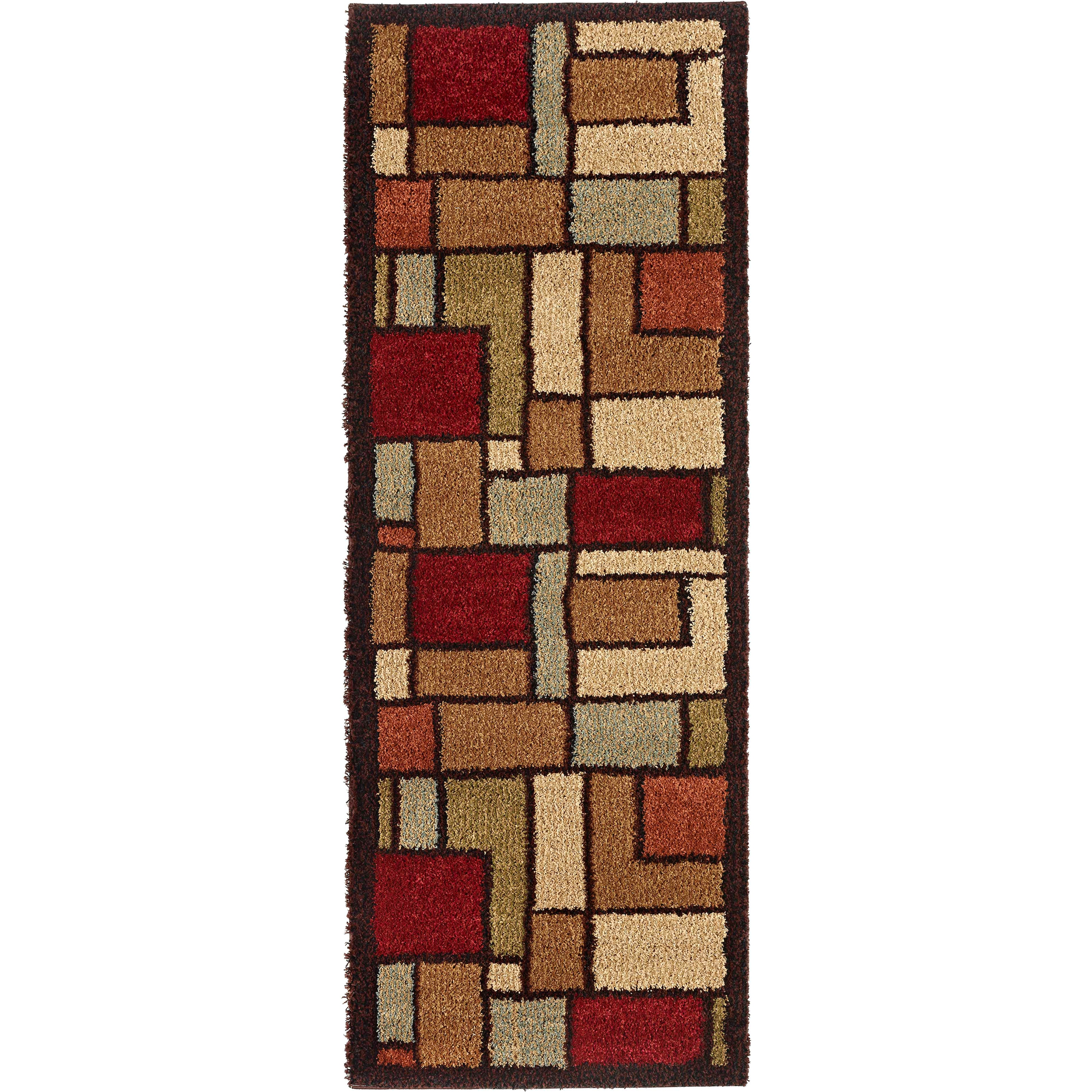 Fabulous Geometric Multicolored Shag Runner Rug (27 X 73)