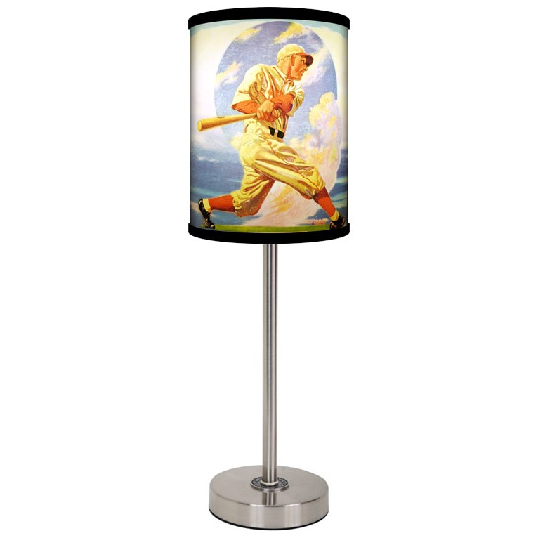 Lamp in a box Saturday Eve Post Baseball Brushed Nickel Table Lamp