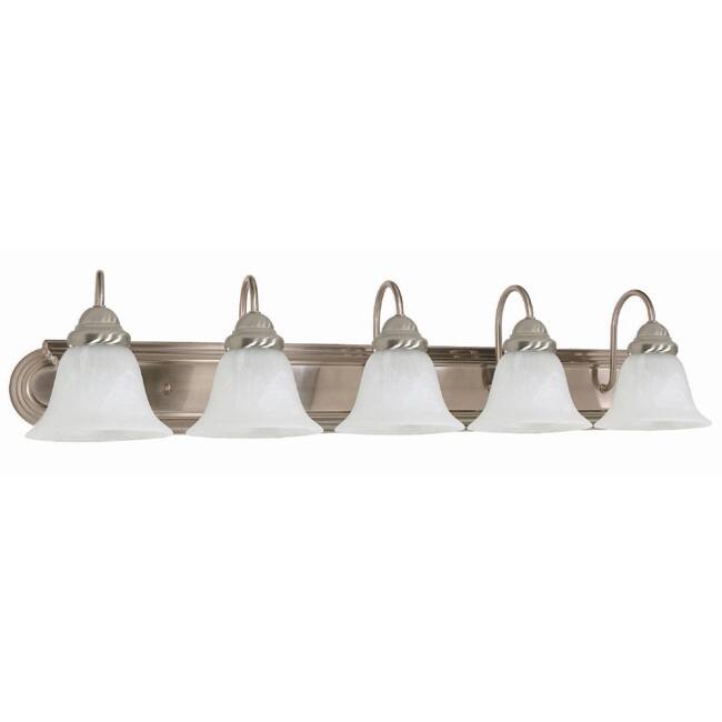 Ballerina - 5 Light Vanity - Brushed Nickel Finish with Alabaster Glass