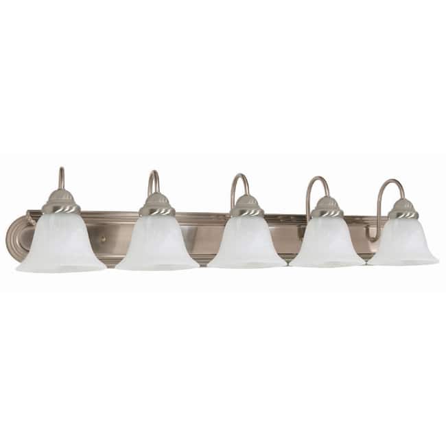 Ballerina - 5 Light Vanity - Brushed Nickel Finish with Alabaster Glass