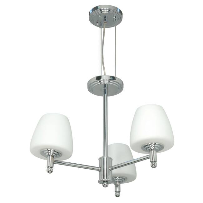 Galileo - 3 Light Chandelier - Polished Chrome Finish with White Capsule Glass