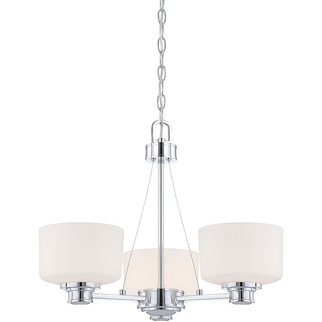 Soho   3 Light Chandelier   Polished Chrome Finish With Satin White Glass