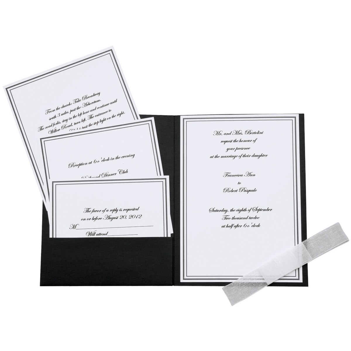 Elegance Invitation Kit 25/Pkg-Black/White