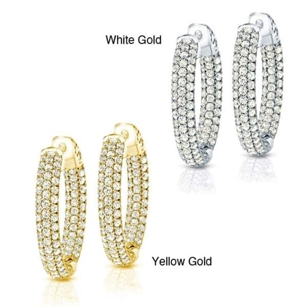 Auriya 14k Gold 4 1/2ctw Medium Pave Diamond Hoop Earrings - 1.25-inch (J-K, I1-I2)