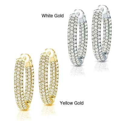 Auriya 14k Gold 4 1/2ctw Medium Pave Diamond Hoop Earrings - 1.25-inch (J-K, I1-I2)