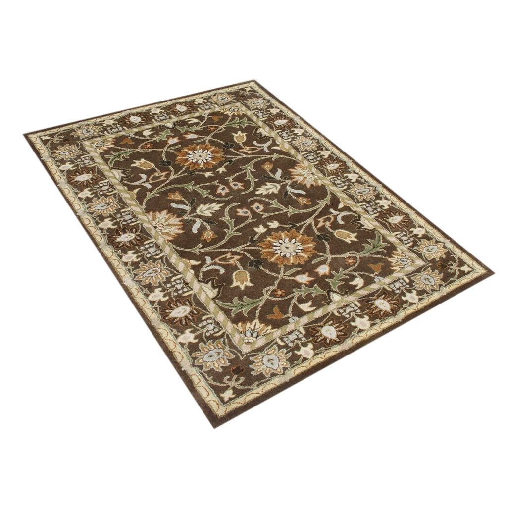 Alliyah Handmade Chocolate Brown New Zealand Blend Wool Rug - 8' x 10'