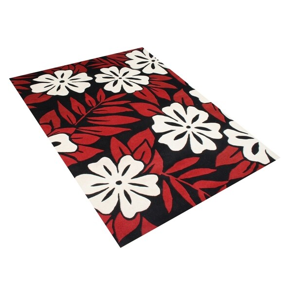 Alliyah Handmade Poppy Red New Zealand Blend Wool Rug - 8' x 10'