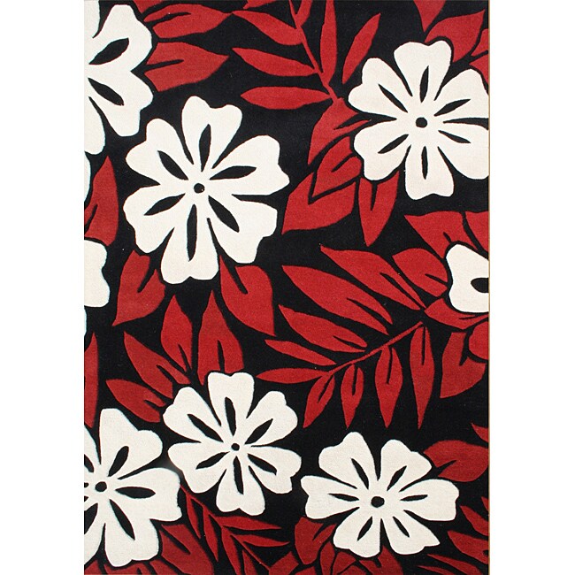 Alliyah Handmade Poppy Red New Zealand Blend Wool Rug (8' x 10') - 8' x 10'