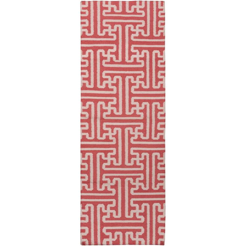Hand-woven Red Queens Bay Wool Area Rug - 2'6" x 8' Runner - 2'6" x 8' Runner