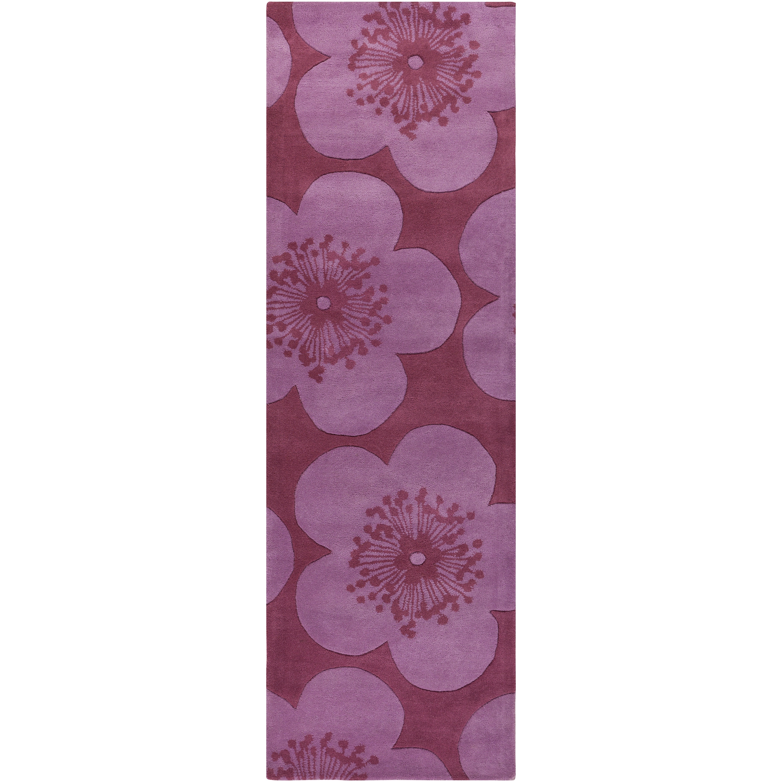 Aimee Wilder Hand tufted Purple Courland Floral Wool Rug (26 X 8)