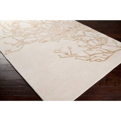 Hand-tufted Orange Cane Contemporary Botanical Rug Area Rug - 2'6