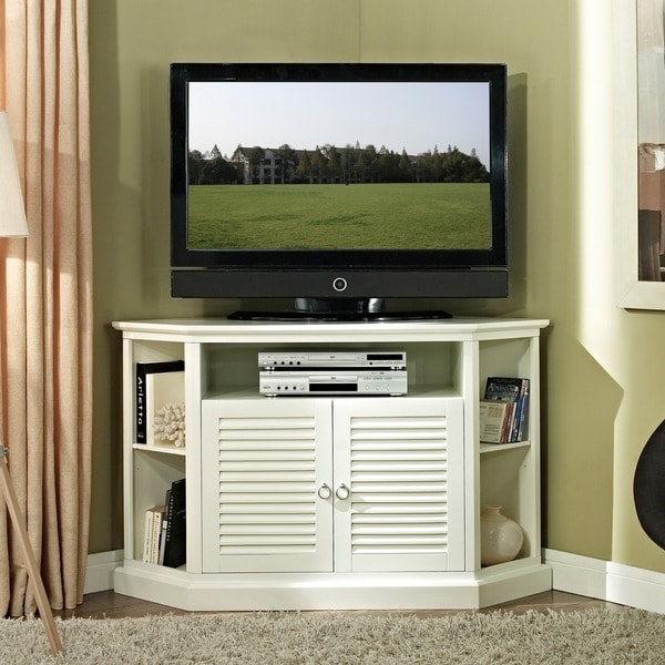52-inch White Wood Corner TV Stand - Free Shipping Today ...