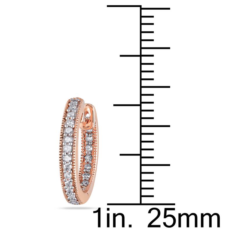 Miadora 14k Pink Gold 1/4 CT TDW Diamond Hoop Earrings