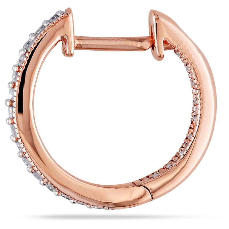 Miadora 14k Pink Gold 1/4 CT TDW Diamond Hoop Earrings