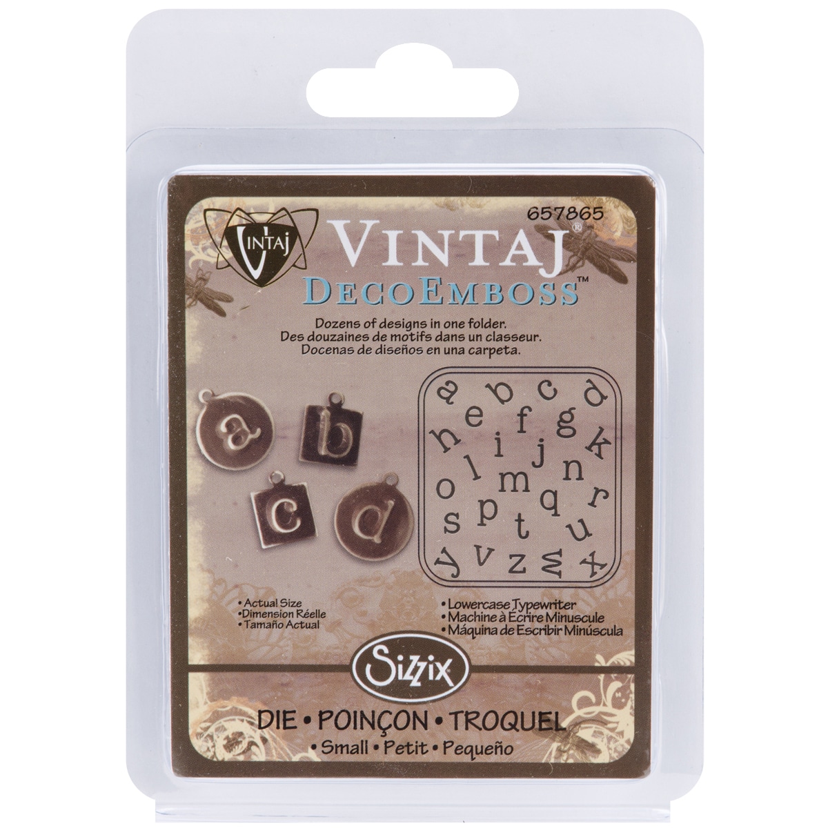 Sizzix Decoemboss Embossing Folder By Vintaj lowercase Typewriter