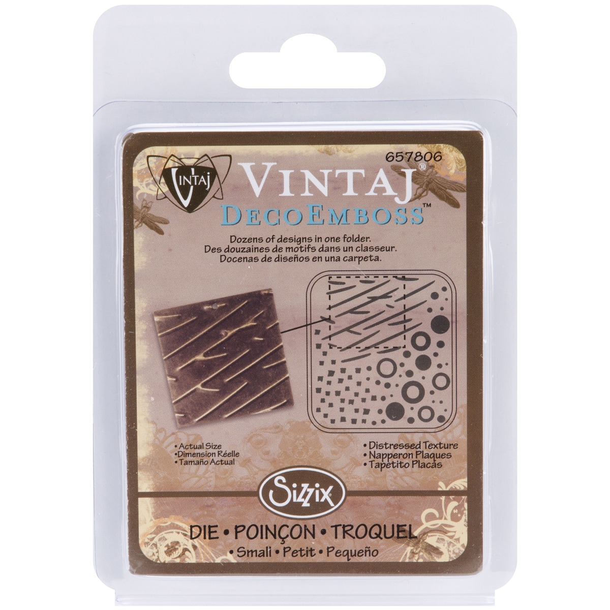 Sizzix Decoemboss Embossing Folder 2.725x2.375 By Vintaj distressed Textures