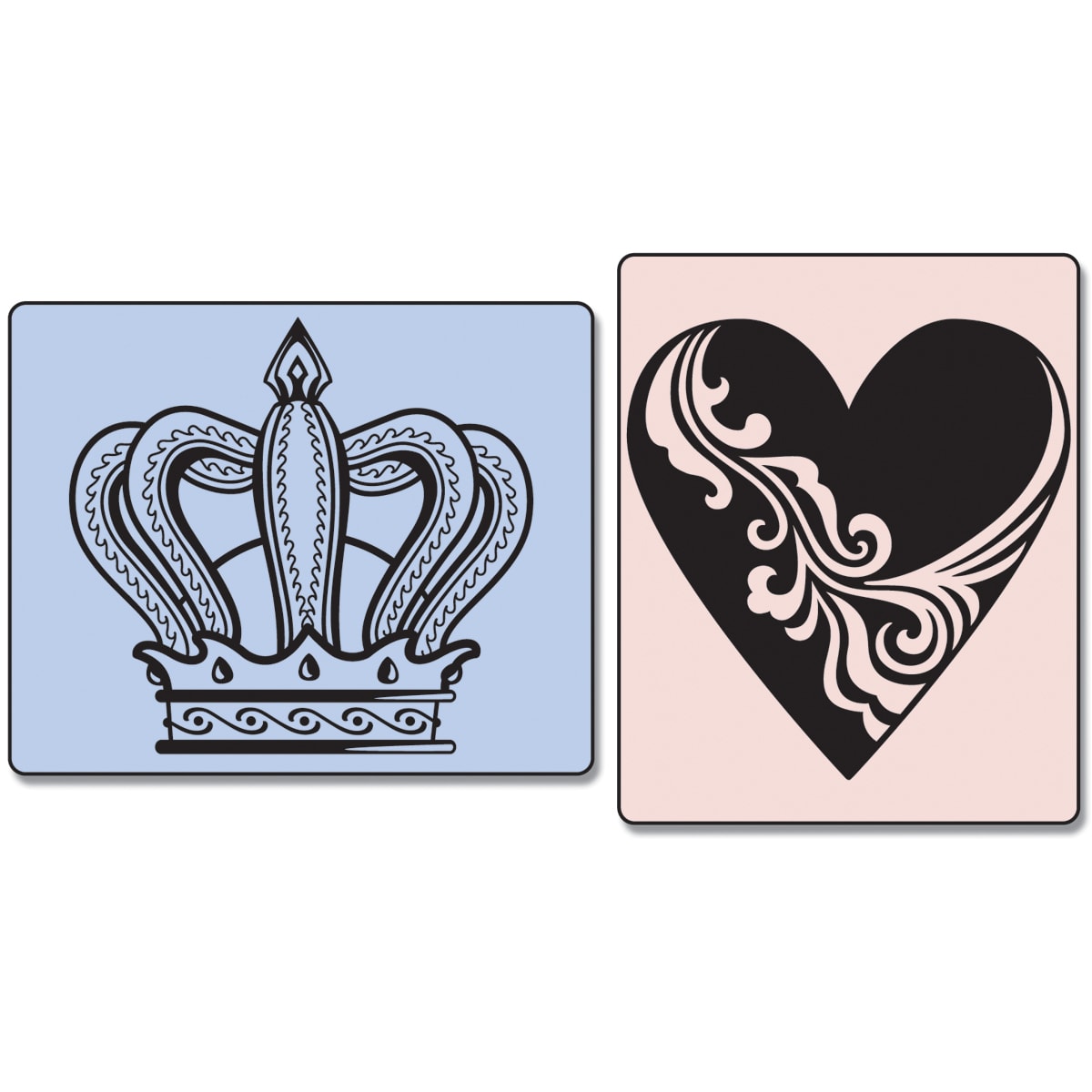 Sizzix Textured Impressions Embossing Folders 2/pkg crown and Heart