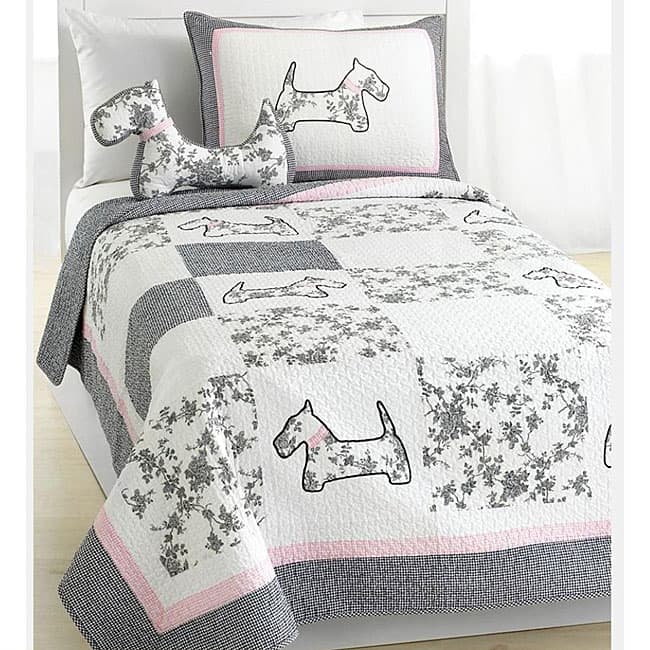 Scottie Pup 3-piece Cotton Quilt Set