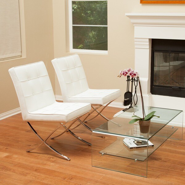 white bonded leather dining chairs