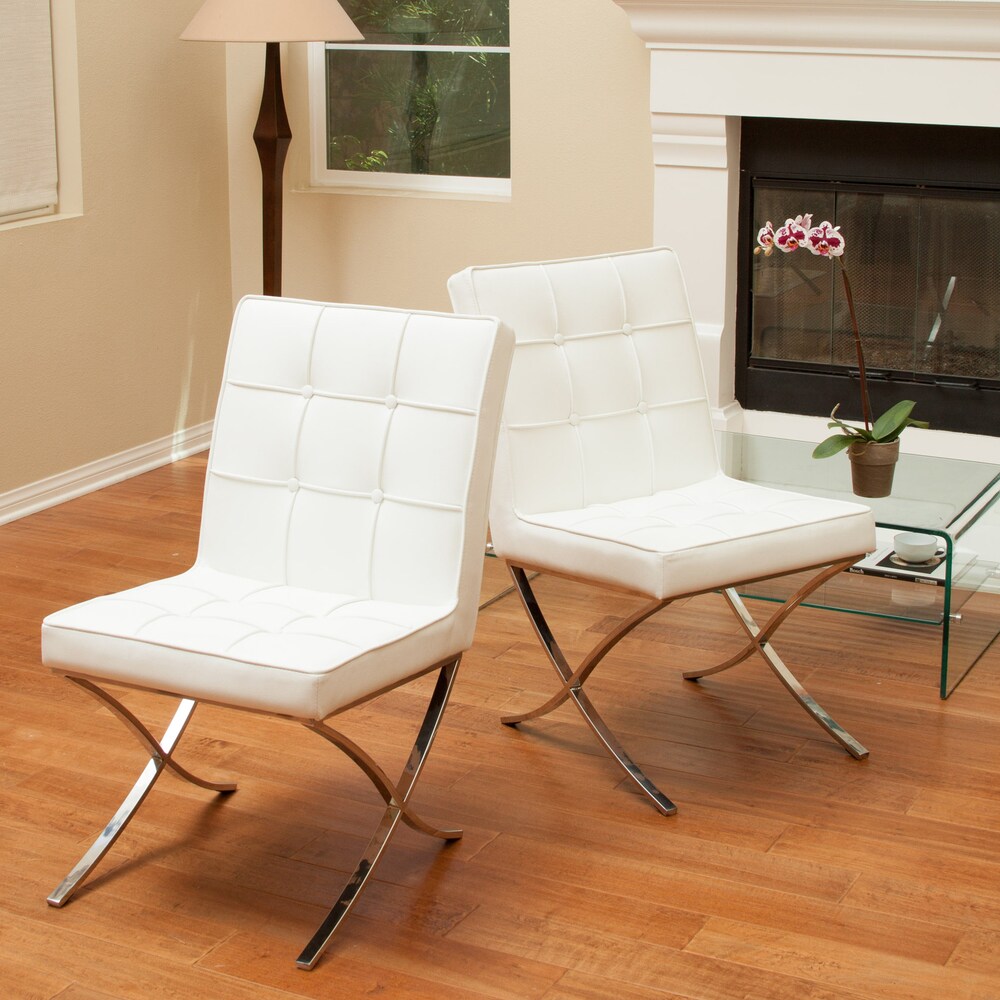 white leather parsons chair