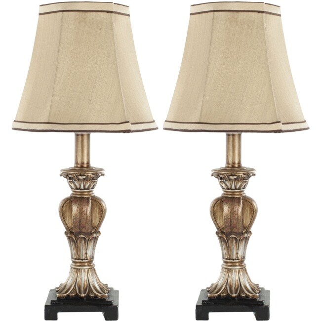 Safavieh Indoor August Gold Silk 1 light Table Lamps (Set of 2