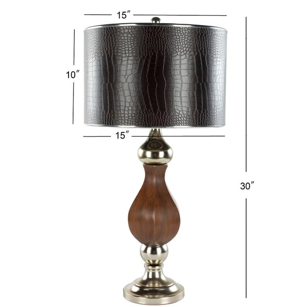 Safavieh Lighting 30-inch Faux Leather Shade Brown Table Lamp